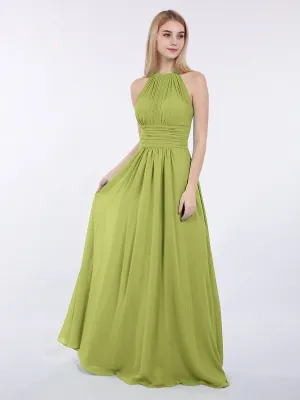 Halter Chiffon Maxi Dress of Bridesmaid Clover