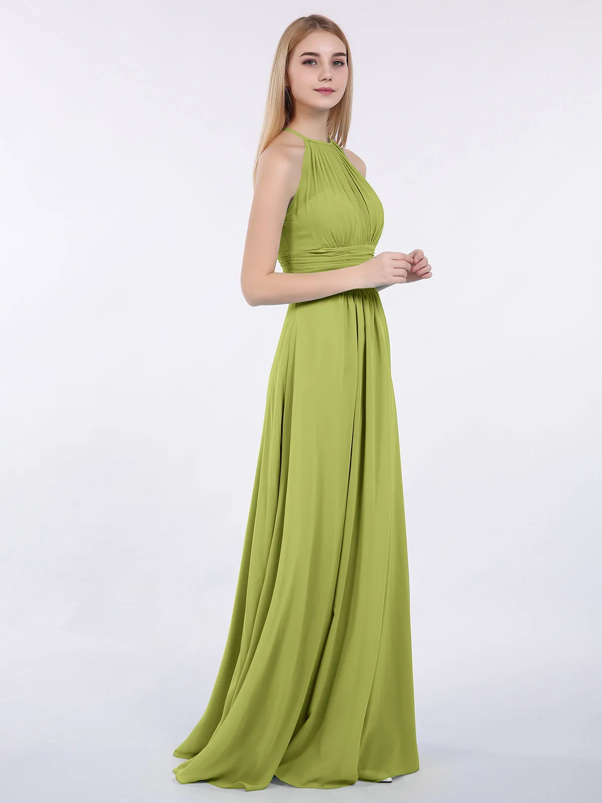 Halter Chiffon Maxi Dress of Bridesmaid Clover