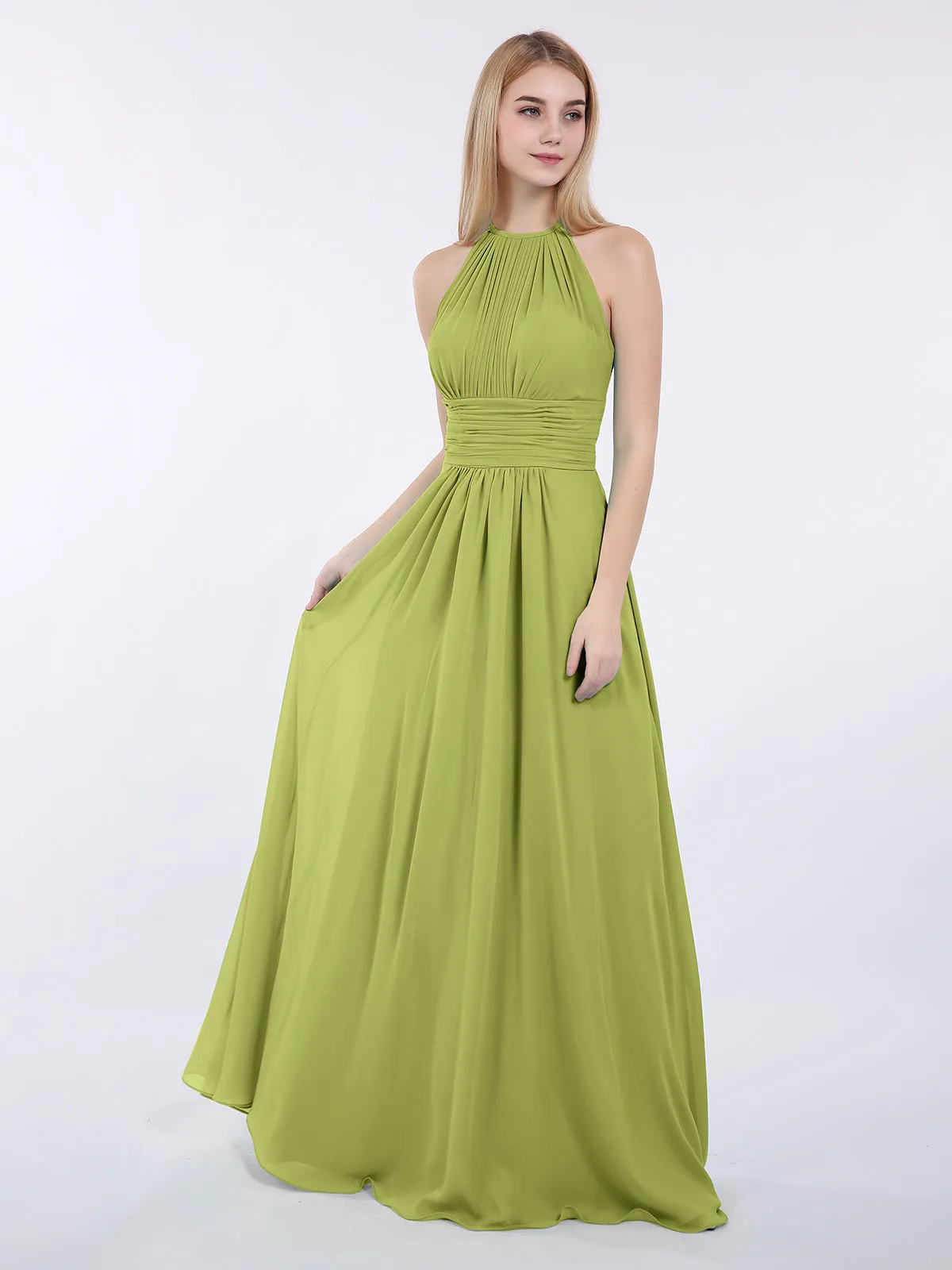 Halter Chiffon Maxi Dress of Bridesmaid Clover