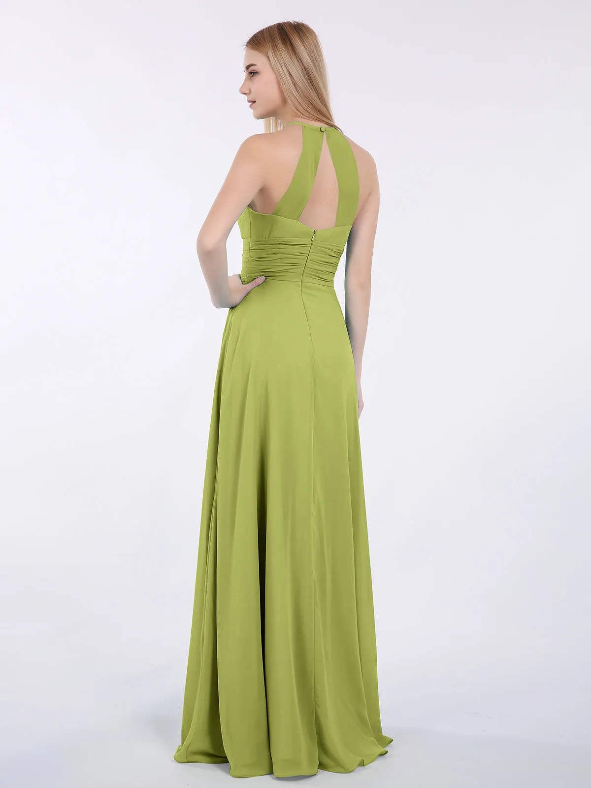 Halter Chiffon Maxi Dress of Bridesmaid Clover