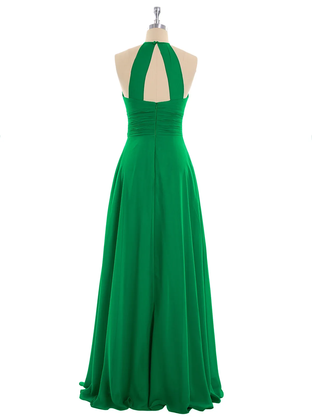 Halter Chiffon Maxi Dress of Bridesmaid Emerald