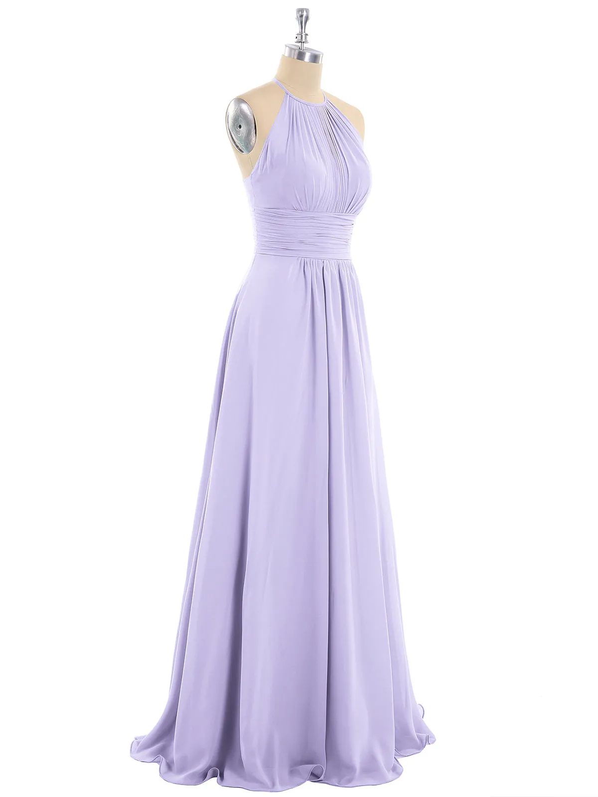 Halter Chiffon Maxi Dress of Bridesmaid Lilac