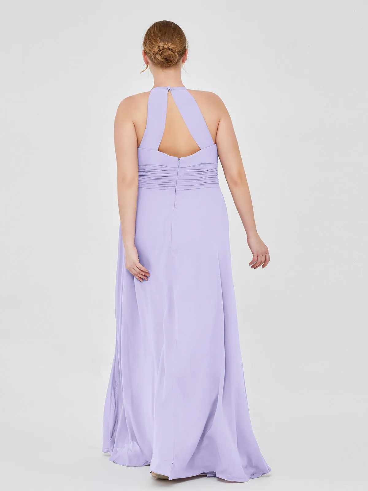 Halter Chiffon Maxi Dress of Bridesmaid Lilac