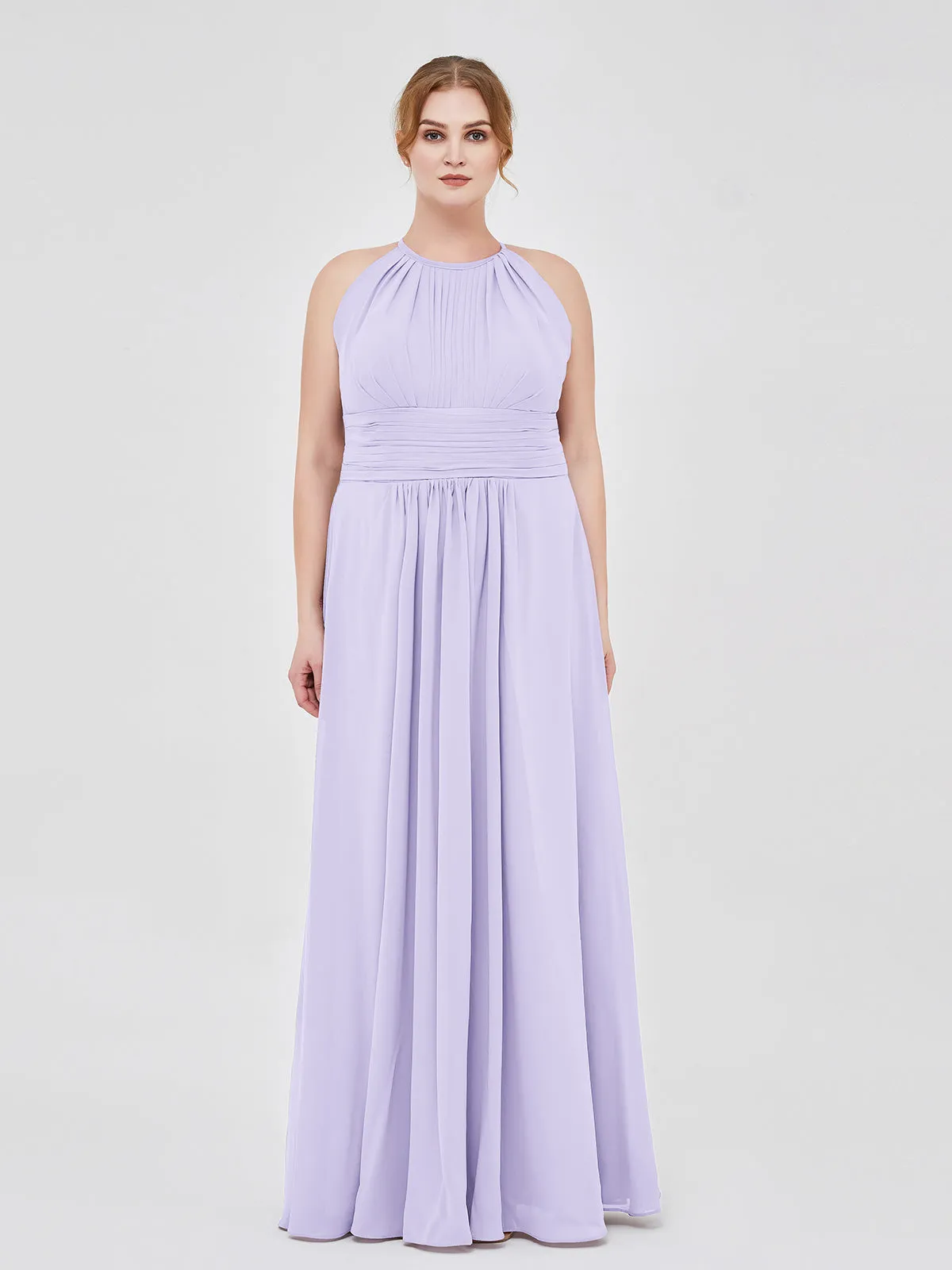Halter Chiffon Maxi Dress of Bridesmaid Lilac