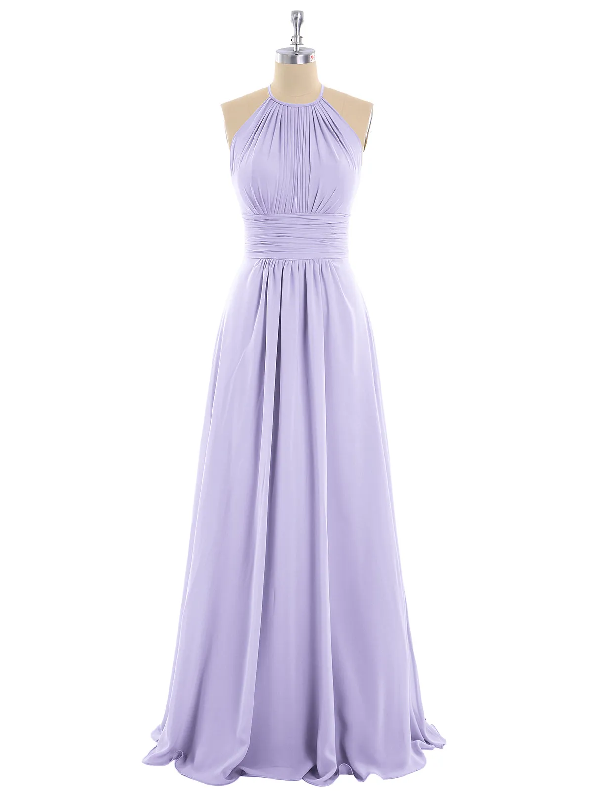 Halter Chiffon Maxi Dress of Bridesmaid Lilac