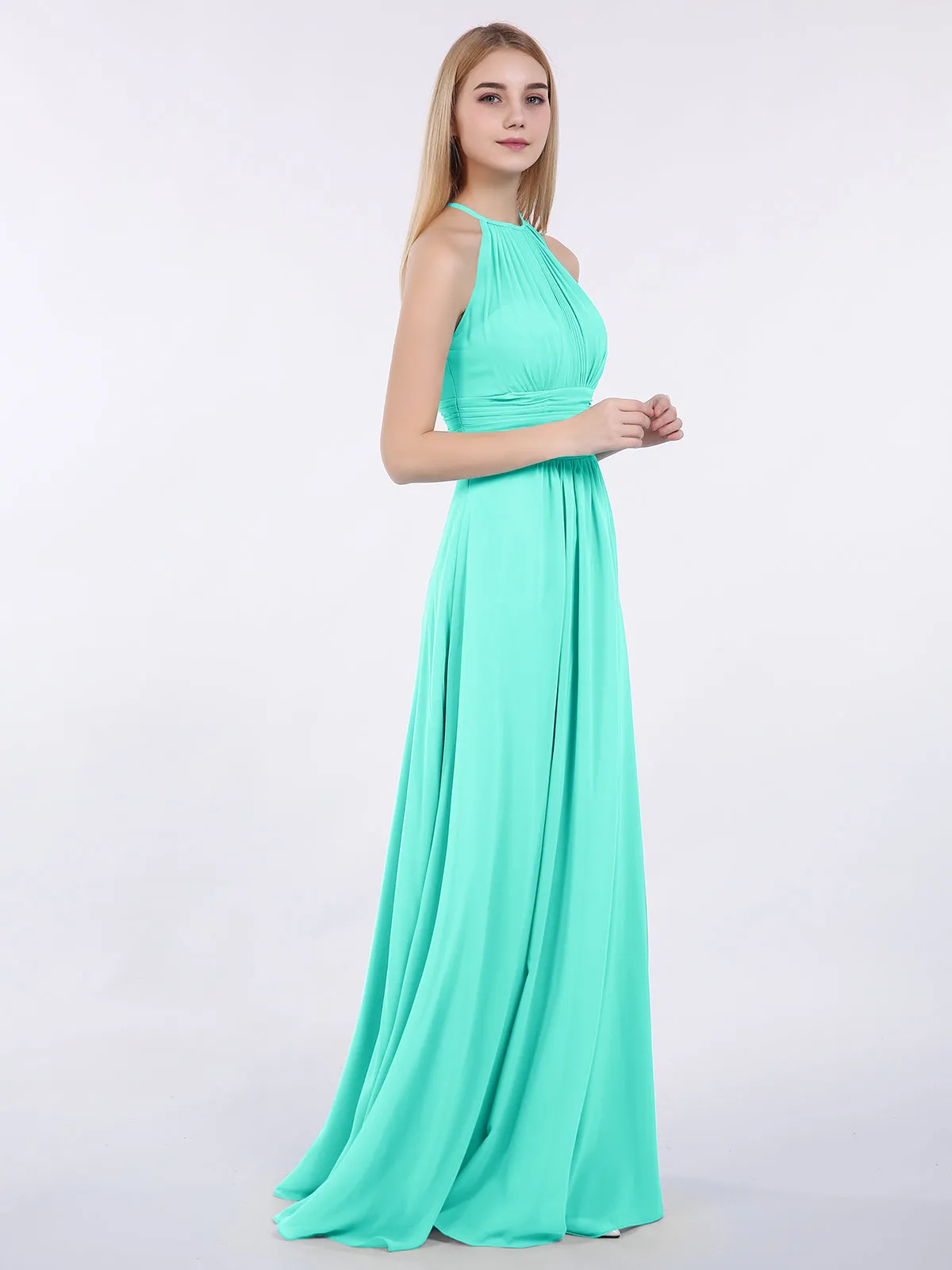 Halter Chiffon Maxi Dress of Bridesmaid Spa