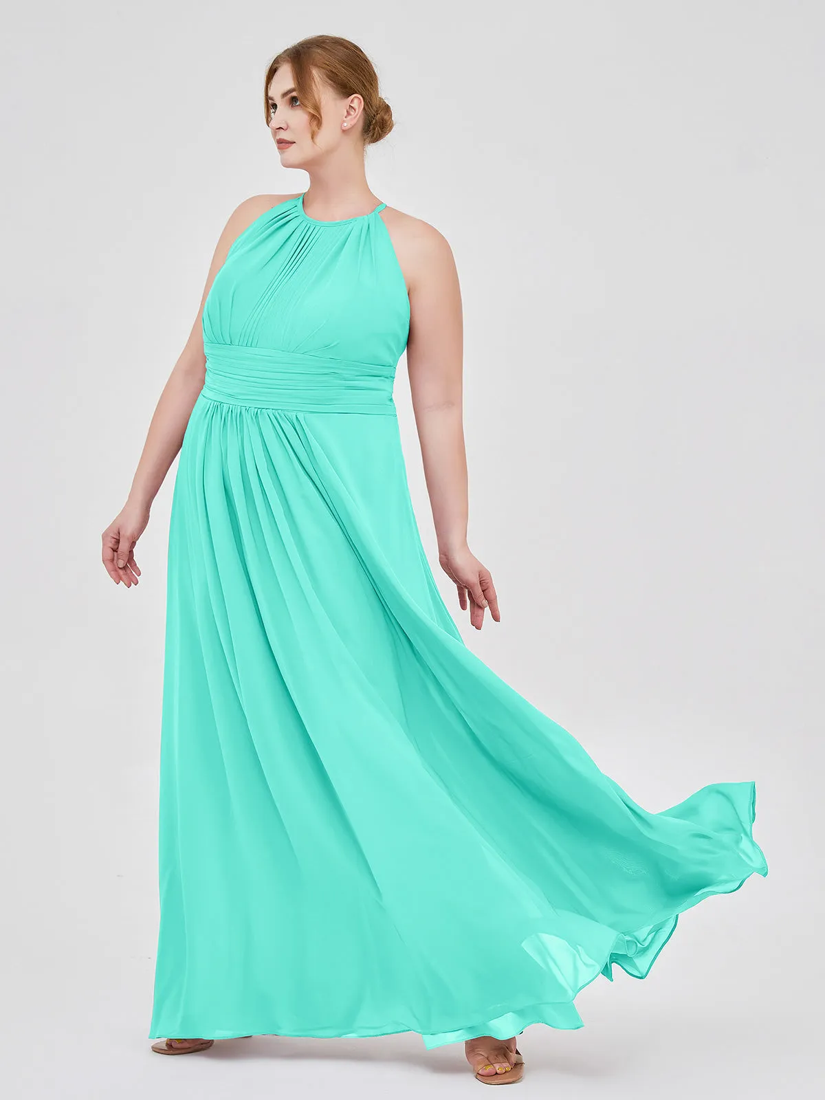Halter Chiffon Maxi Dress of Bridesmaid Spa