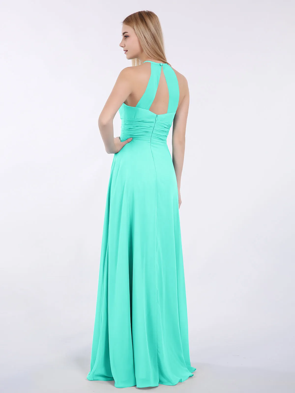 Halter Chiffon Maxi Dress of Bridesmaid Spa
