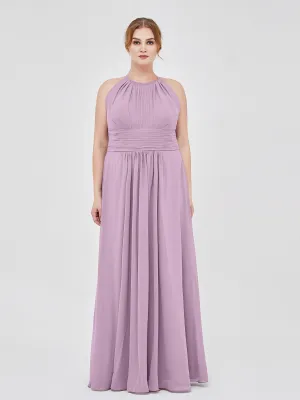 Halter Chiffon Maxi Dress of Bridesmaid Wisteria