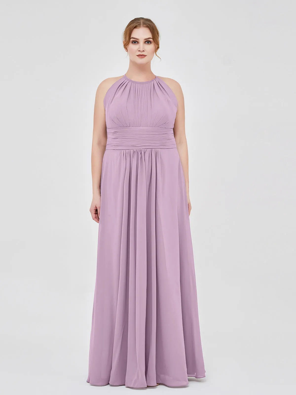 Halter Chiffon Maxi Dress of Bridesmaid Wisteria