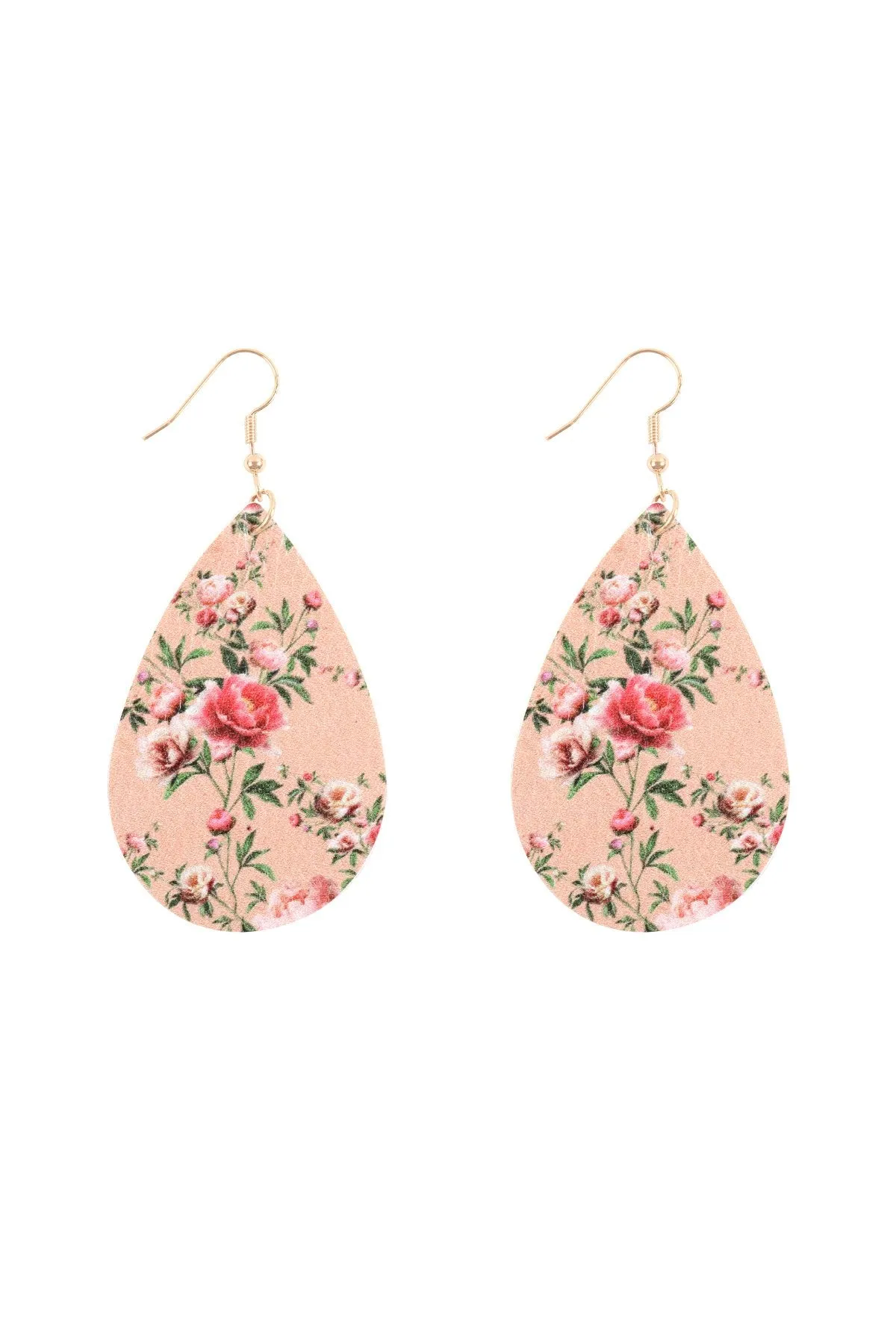 Hde3219 - Floral Printed Pear-Shaped Earrings