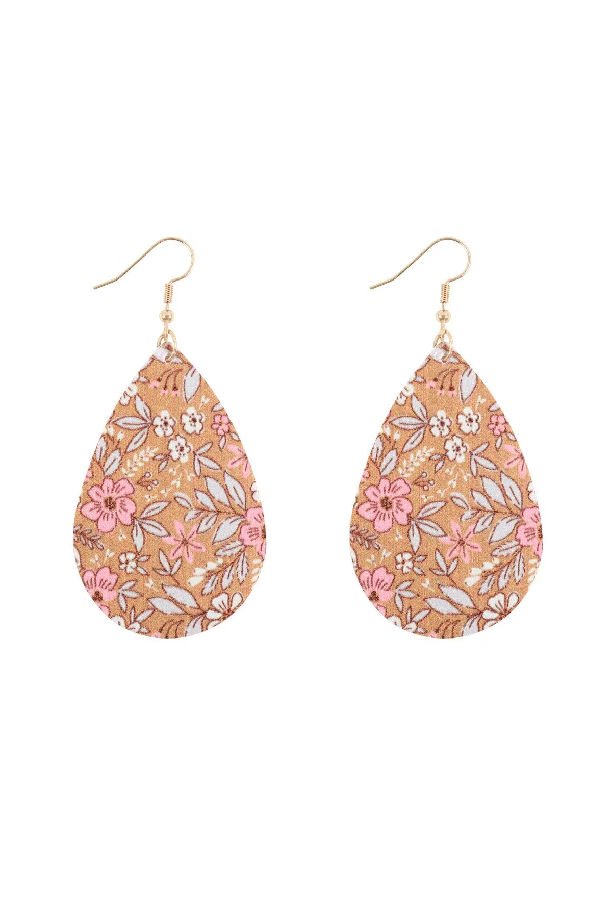 Hde3219 - Floral Printed Pear-Shaped Earrings