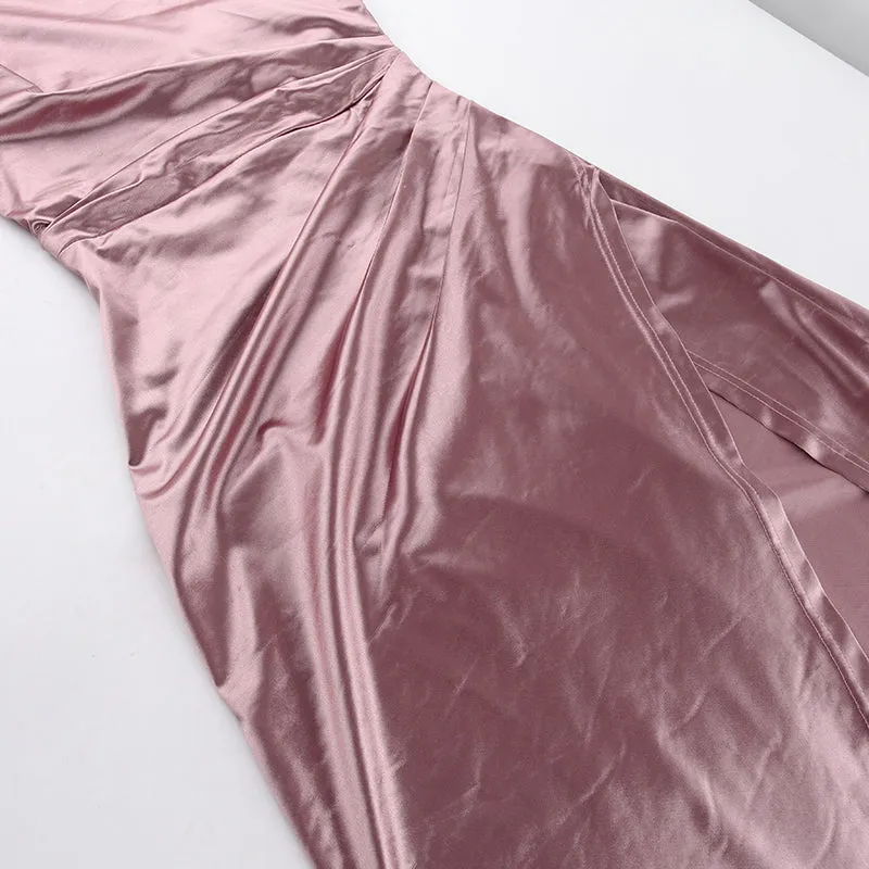 High-end High Cut Split Satin Dress