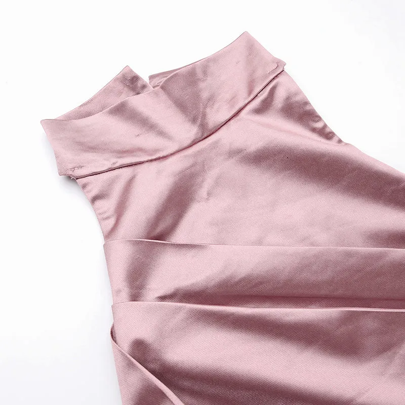 High-end High Cut Split Satin Dress