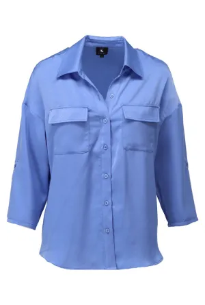 K-design - Oversized blouse met zakjes (A670Blue bonnet)