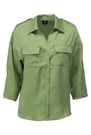 K-design - Oversized blouse met zakjes (A670Green eyes)