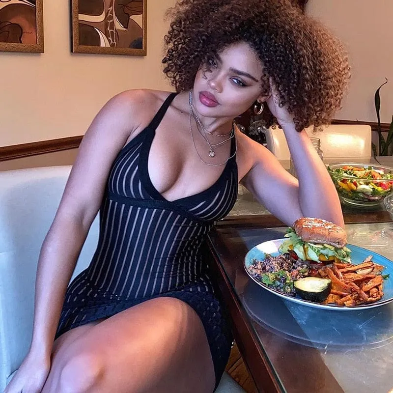 Kelly Striped See-through Mini Dress