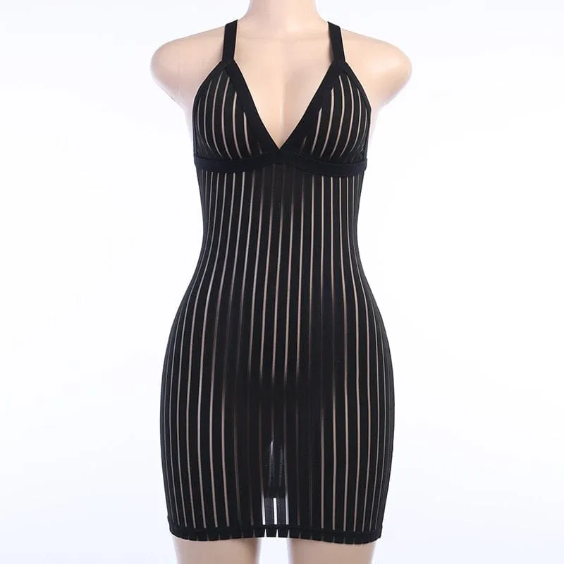 Kelly Striped See-through Mini Dress