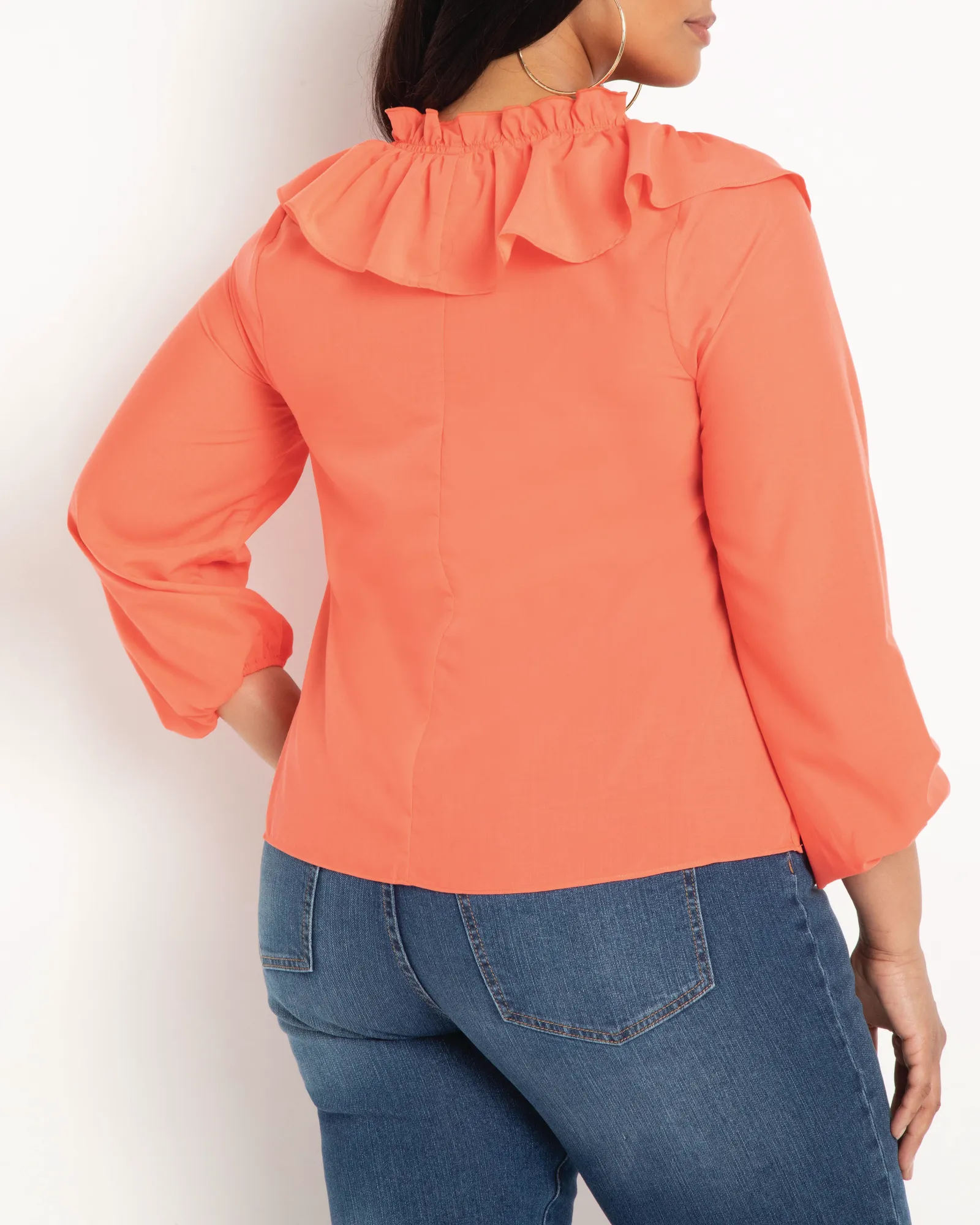 Khloe Ruffle Blouse | Hot Coral