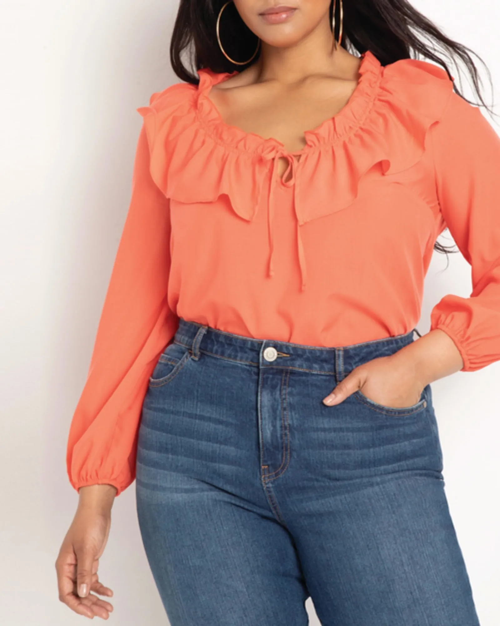 Khloe Ruffle Blouse | Hot Coral