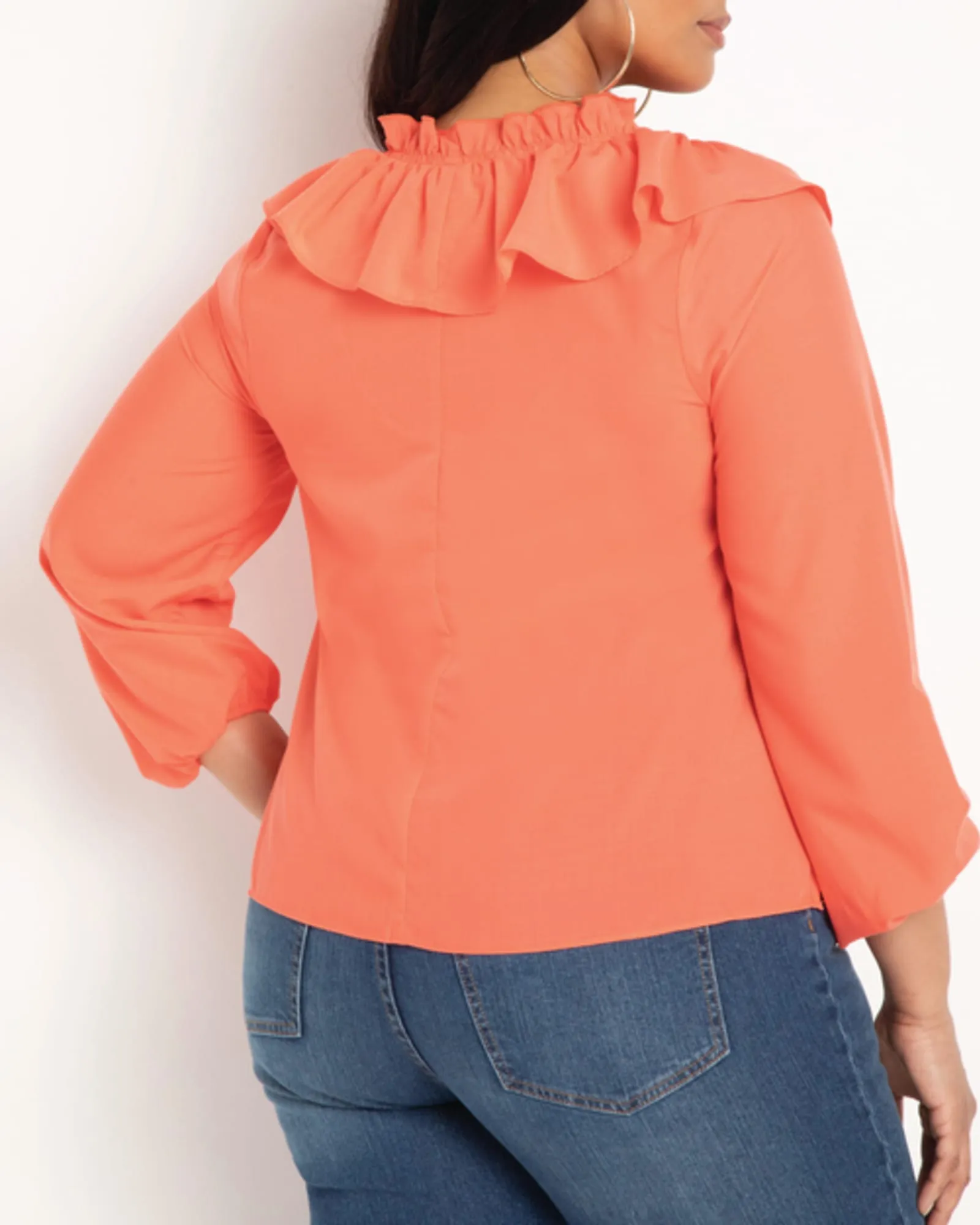 Khloe Ruffle Blouse | Hot Coral