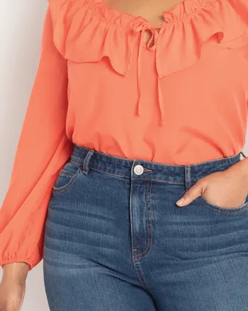 Khloe Ruffle Blouse | Hot Coral