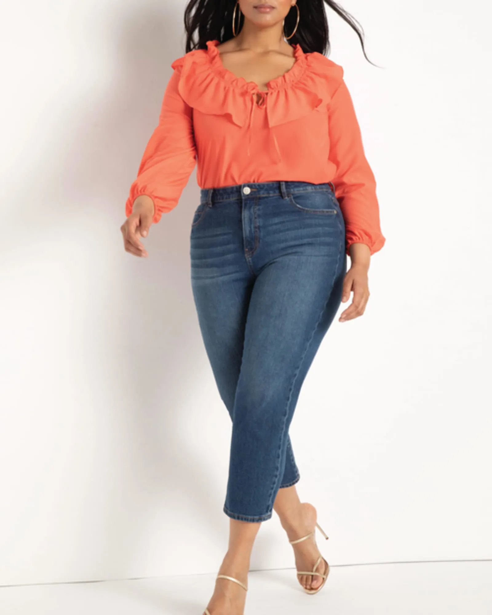 Khloe Ruffle Blouse | Hot Coral