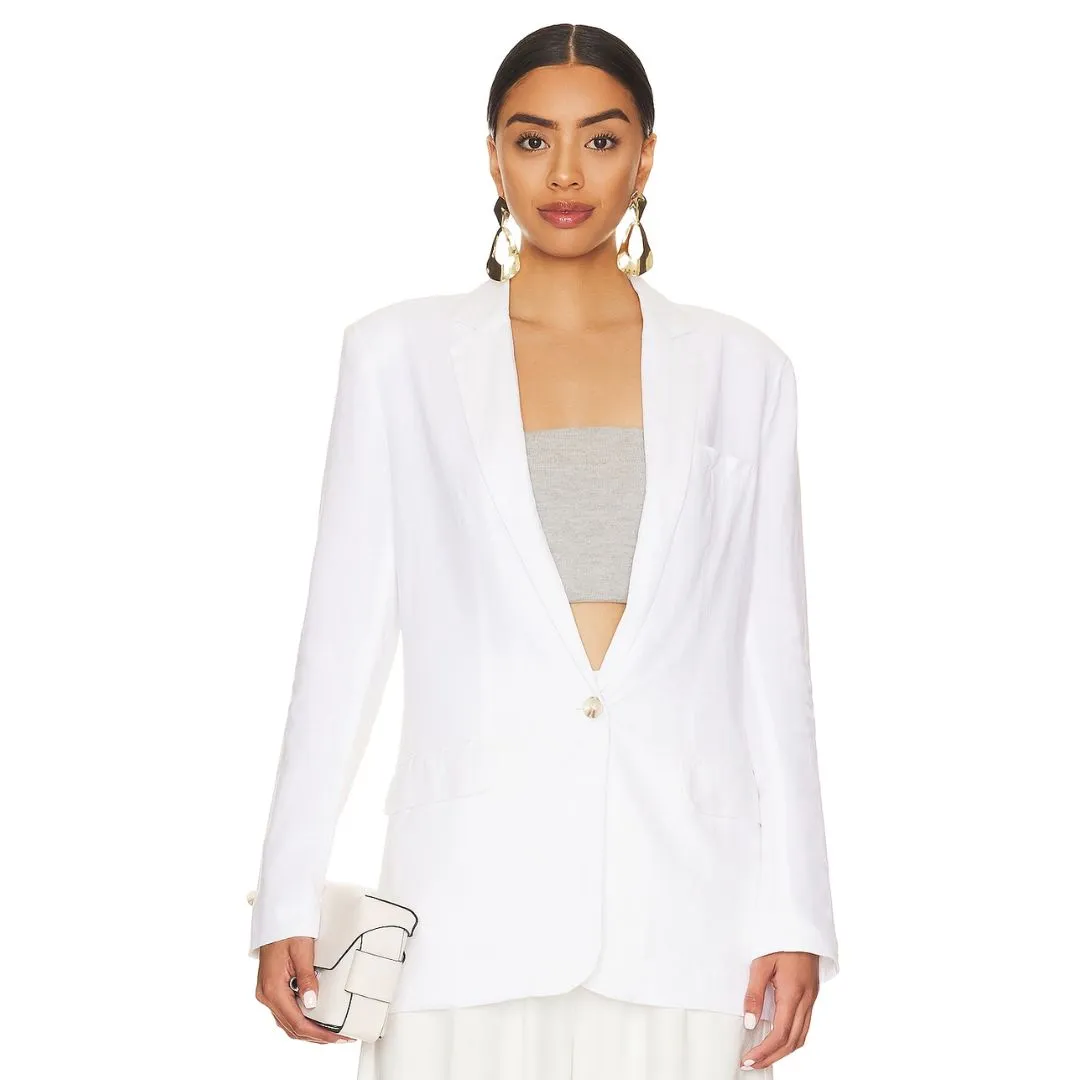 Linen On The Edge Blazer (White)