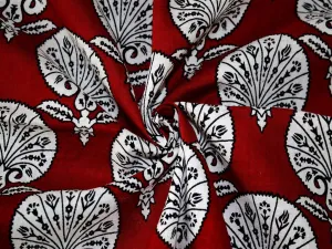 Maroon Flower Design Pure Cotton Fabric