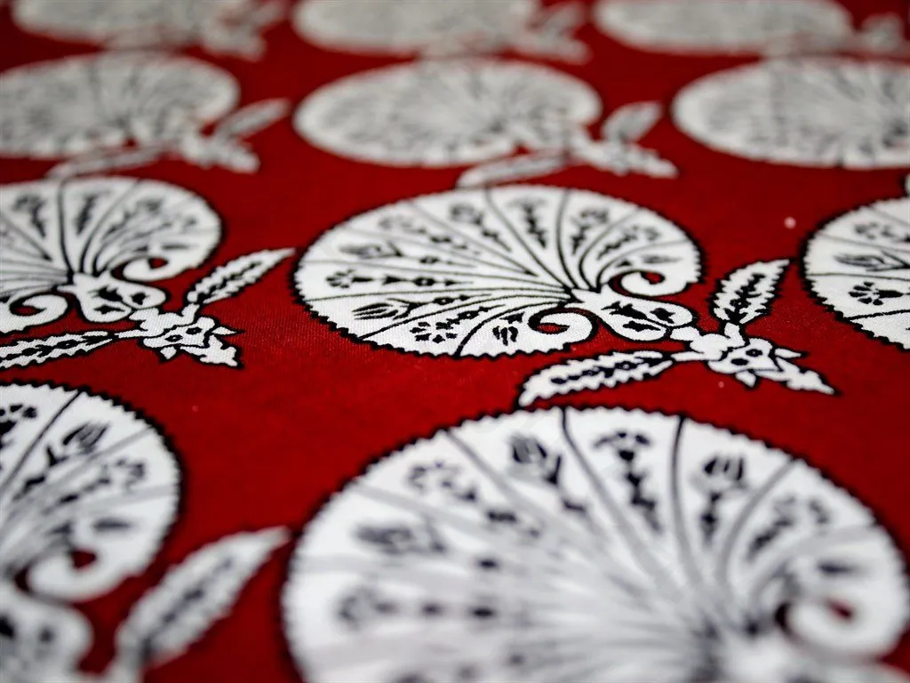 Maroon Flower Design Pure Cotton Fabric