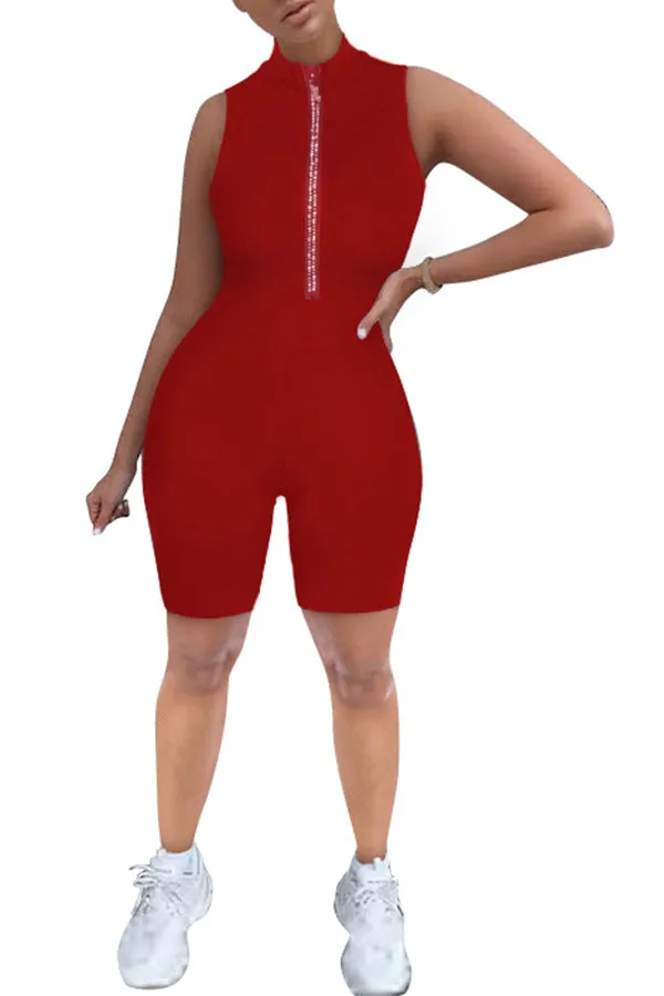 MB FASHION ZIP UP BODYCON ROMPER JUMPSUIT 2785LY
