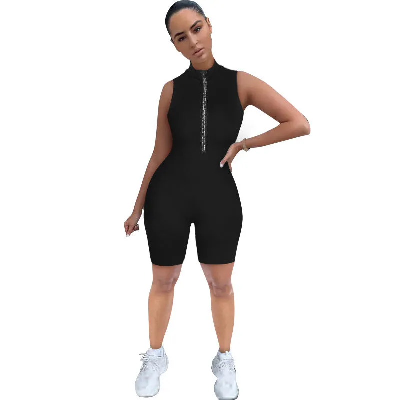 MB FASHION ZIP UP BODYCON ROMPER JUMPSUIT 2785LY