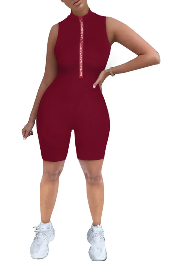 MB FASHION ZIP UP BODYCON ROMPER JUMPSUIT 2785LY