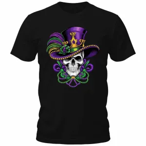 Men's Mardi Gras Festive Skull Gift T-Shirt