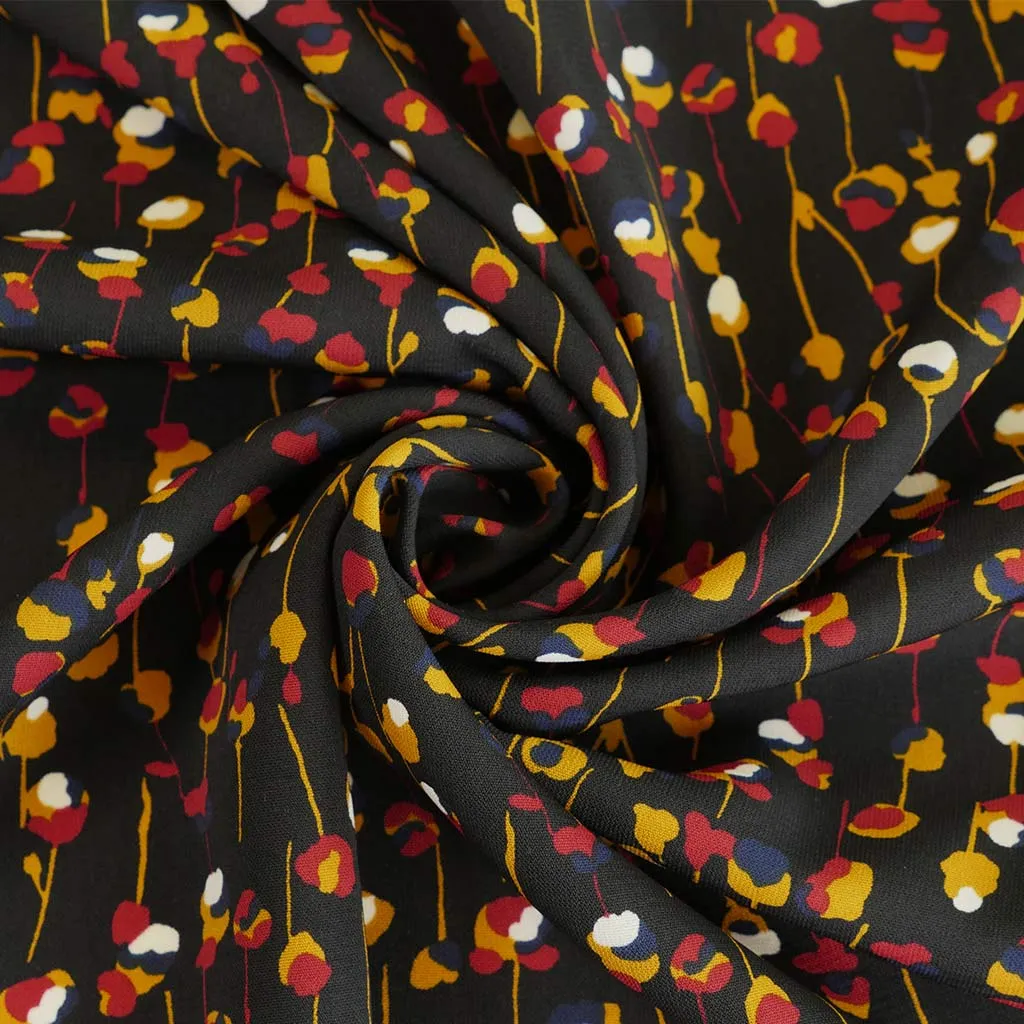 Monroe - Black, Seedlings Woven Crepe Fabric