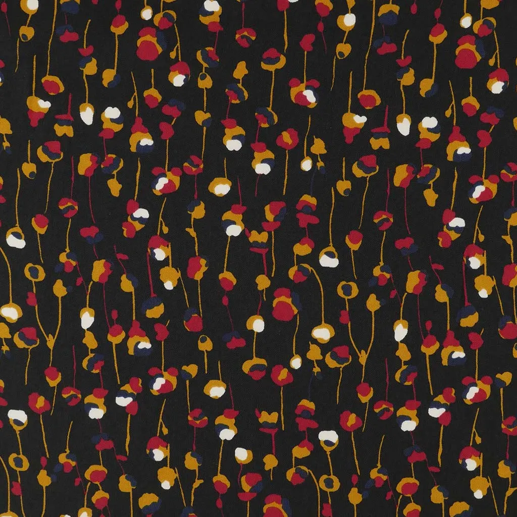 Monroe - Black, Seedlings Woven Crepe Fabric