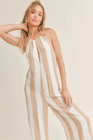 New Breeze Striped Halter Jumpsuit