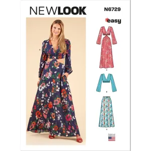 New Look Sewing Pattern N6729 Misses' Dress, Top and Skirt