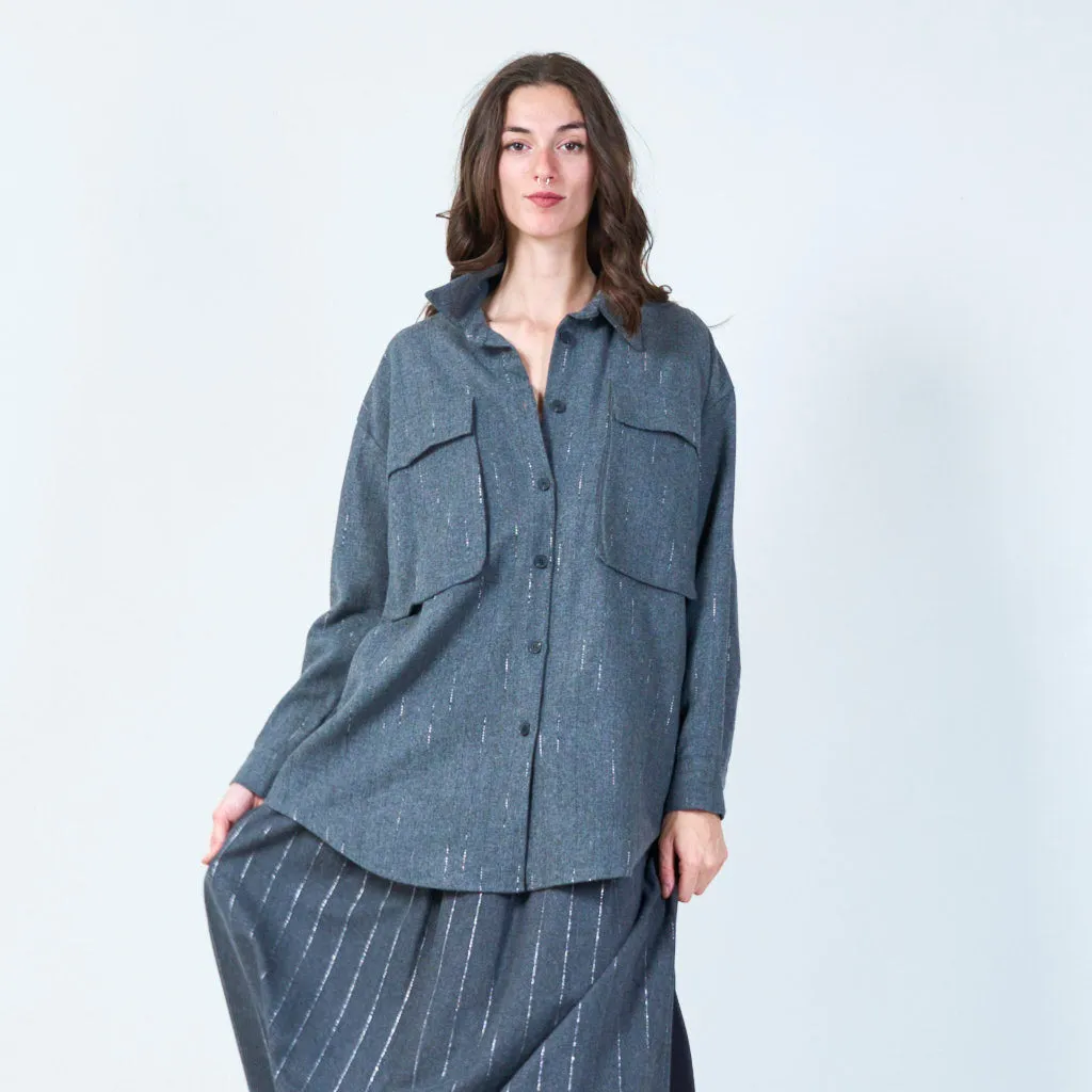 Oversized striped button-up shirt wholesale