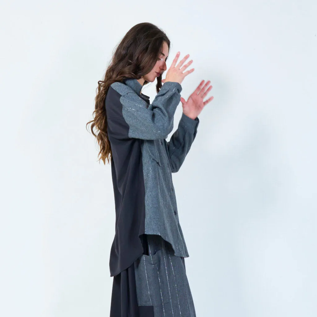 Oversized striped button-up shirt wholesale