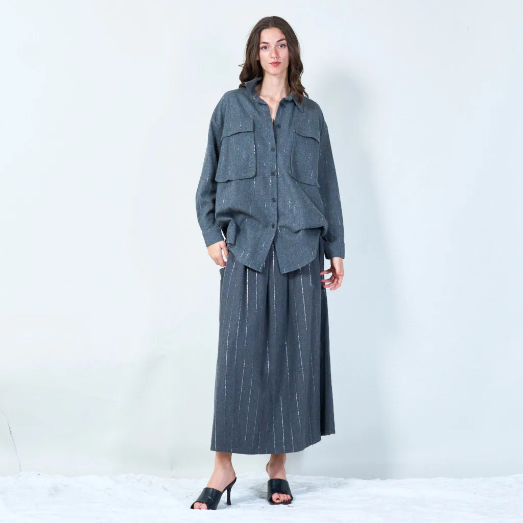 Oversized striped button-up shirt wholesale