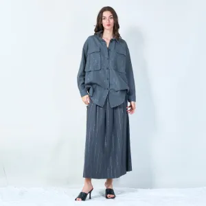 Oversized striped button-up shirt wholesale