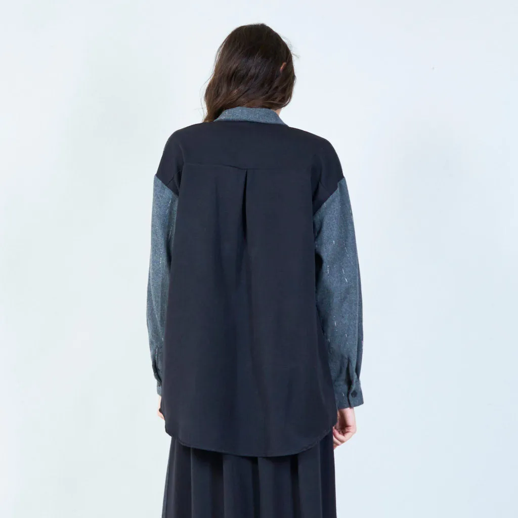 Oversized striped button-up shirt wholesale