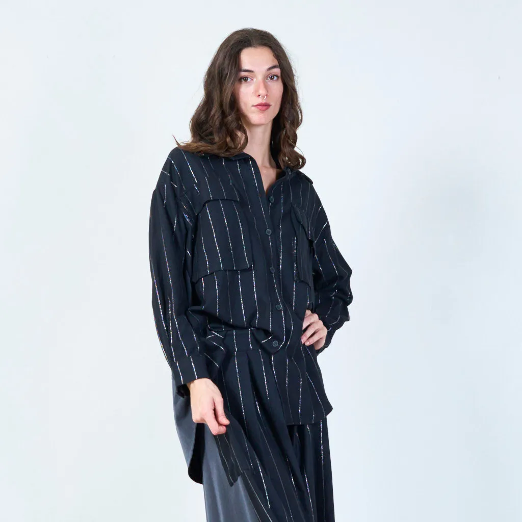 Oversized striped button-up shirt wholesale