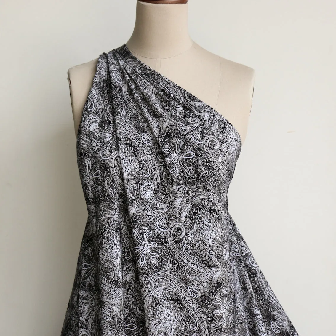 Paisley On Black Technical Polyester