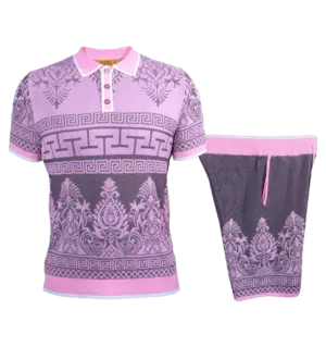 Prestige Pink Summer Outfit Polo Shirt and Short Set Style No: CKJ-259