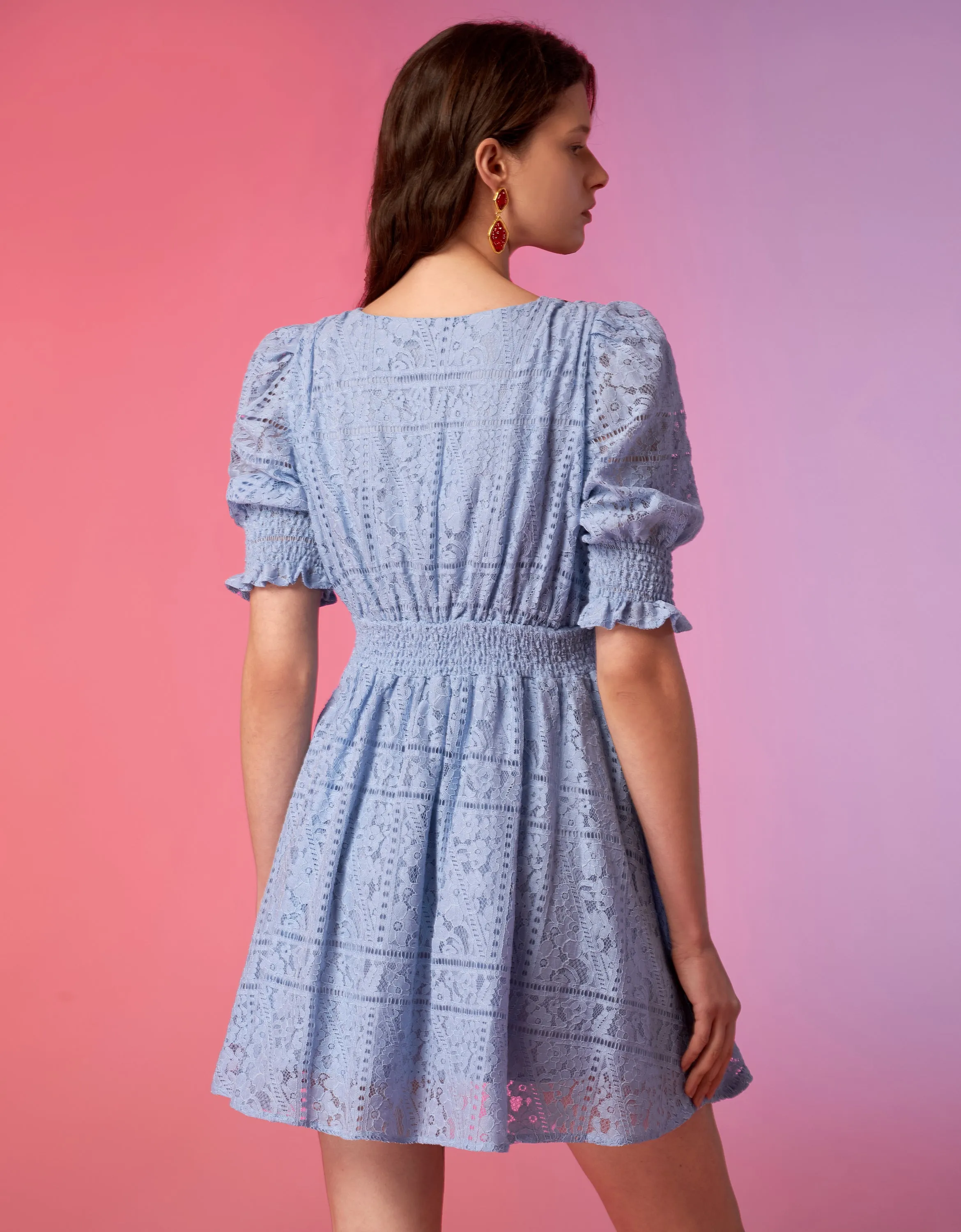 Puff Sleeve Lace Dress
