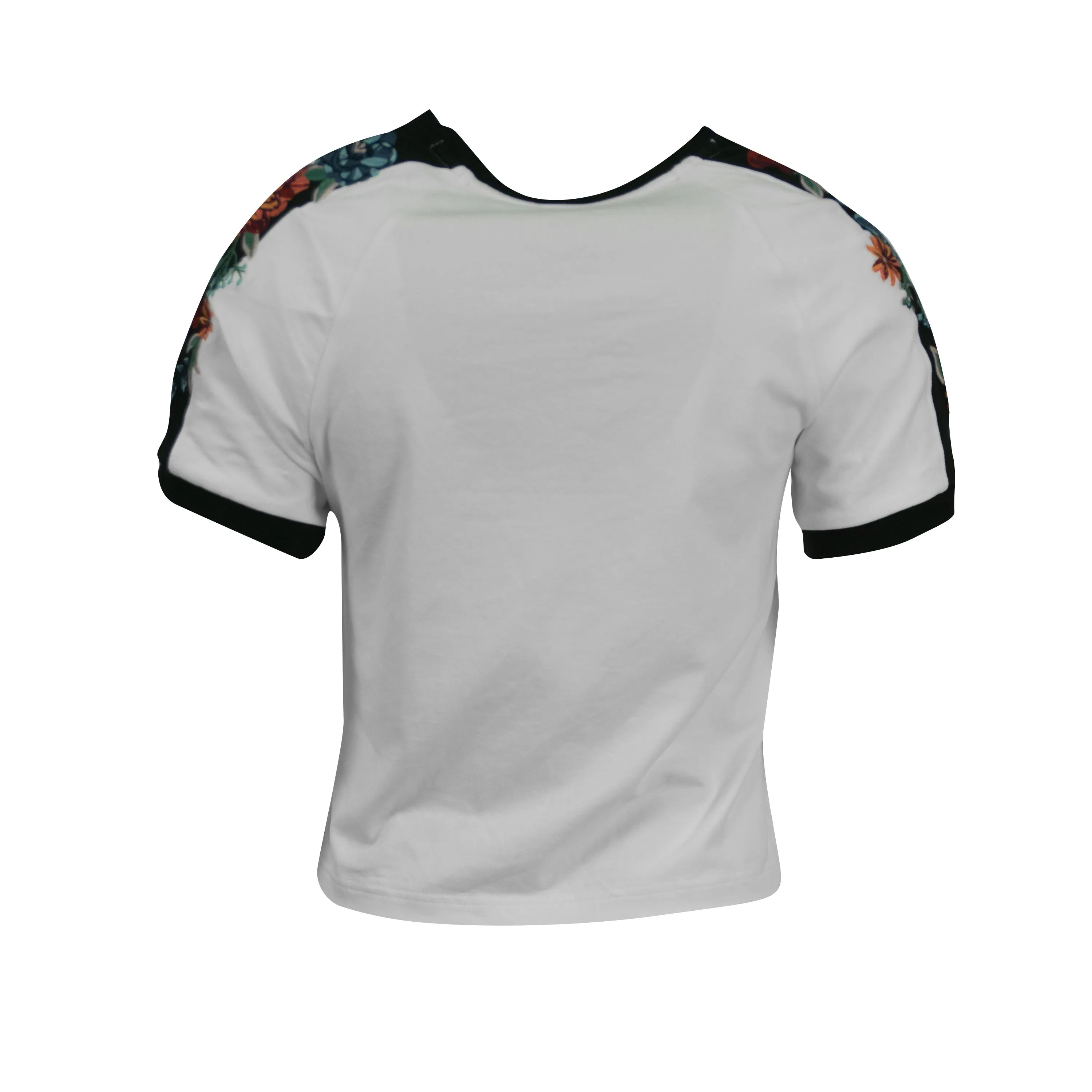 Puma Women's Floral Embroidered Short Sleeve Crop Top White Multi Size XL