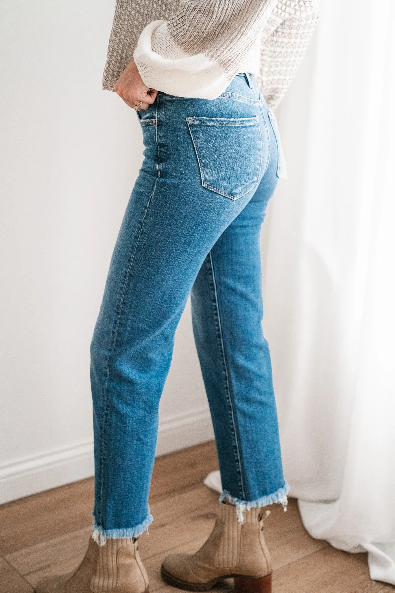 Risen Bella High Rise Tummy Control Straight Leg Jean