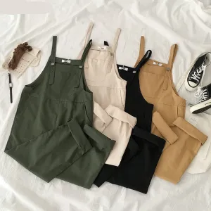Romildi  New Fashion Jumpsuits Women Spring Strap Button Ankle-length Solid Harajuku BF Loose Kawaii Wide-leg Students Womens All-match Trendy Chic